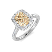 Cushion Cut Morganite Gemstone Halo Engagement Ring with Natural Round Diamond in 10K/14K gold and platinum with certified lab-grown or natural diamonds