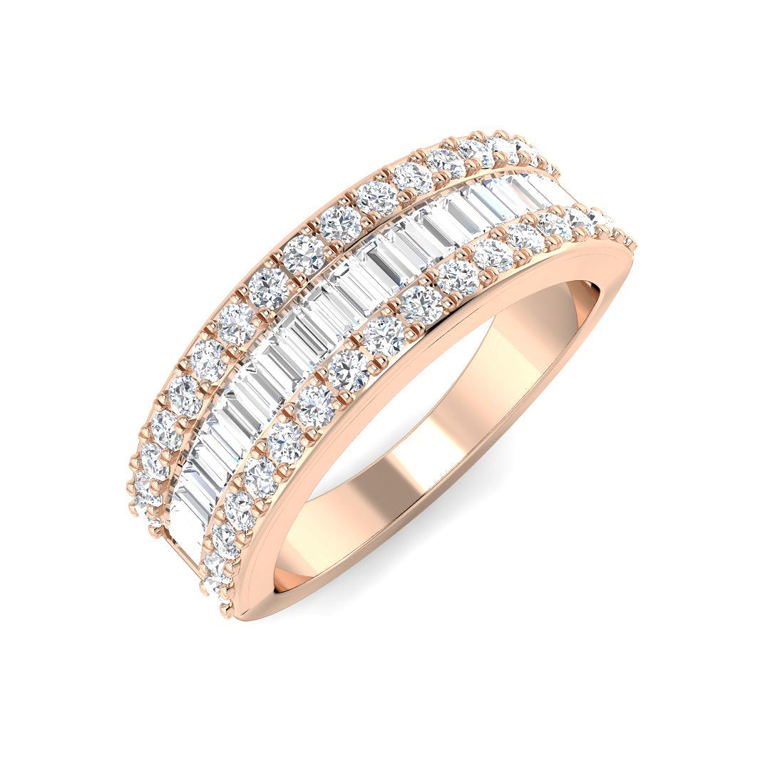 Half Eternity Baguette and Round Diamond Ring in 10K/14K gold and platinum with certified lab-grown or natural diamonds