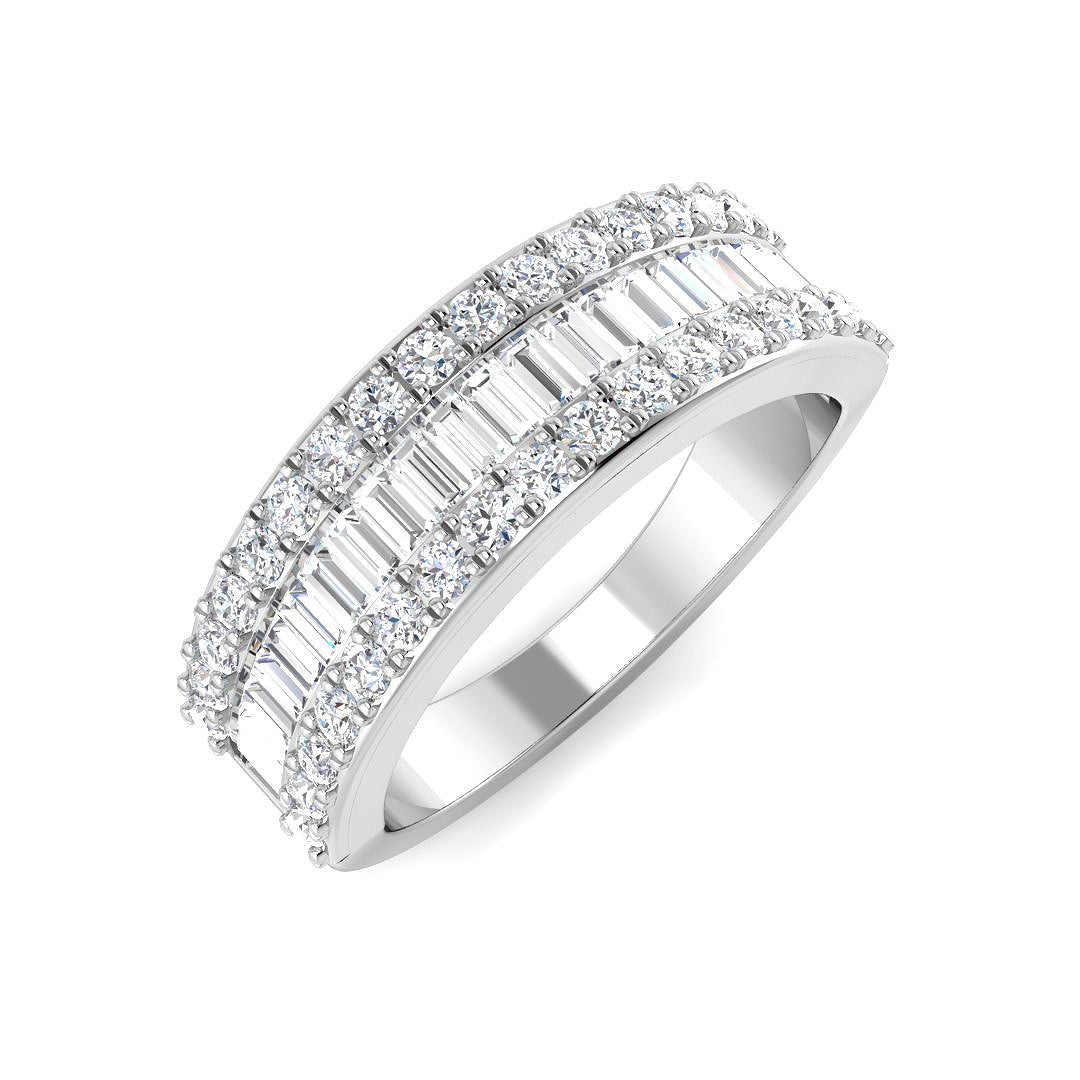 Half Eternity Baguette and Round Diamond Ring in 10K/14K gold and platinum with certified lab-grown or natural diamonds