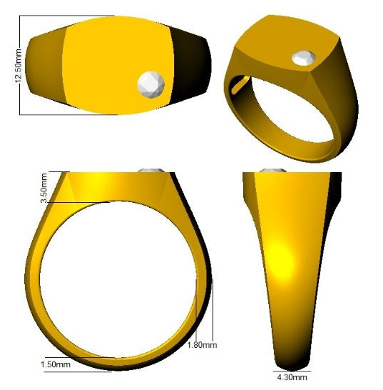 Men’s Round Diamond Signet Ring in Gold & in 10K/14K gold and platinum with certified lab-grown or natural diamonds