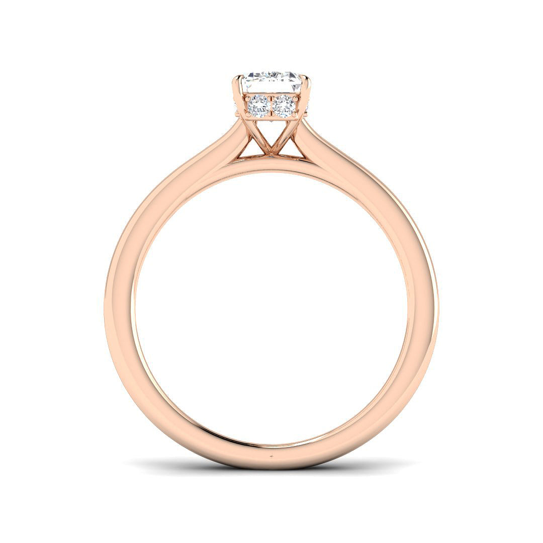 Emerald Cut Diamond Ring with Hidden Halo in 10K/14K gold and platinum with certified lab-grown or natural diamonds