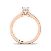 Emerald Cut Diamond Ring with Hidden Halo in 10K/14K gold and platinum with certified lab-grown or natural diamonds