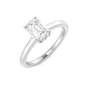 Emerald Cut Diamond Ring with Hidden Halo in 10K/14K gold and platinum with certified lab-grown or natural diamonds