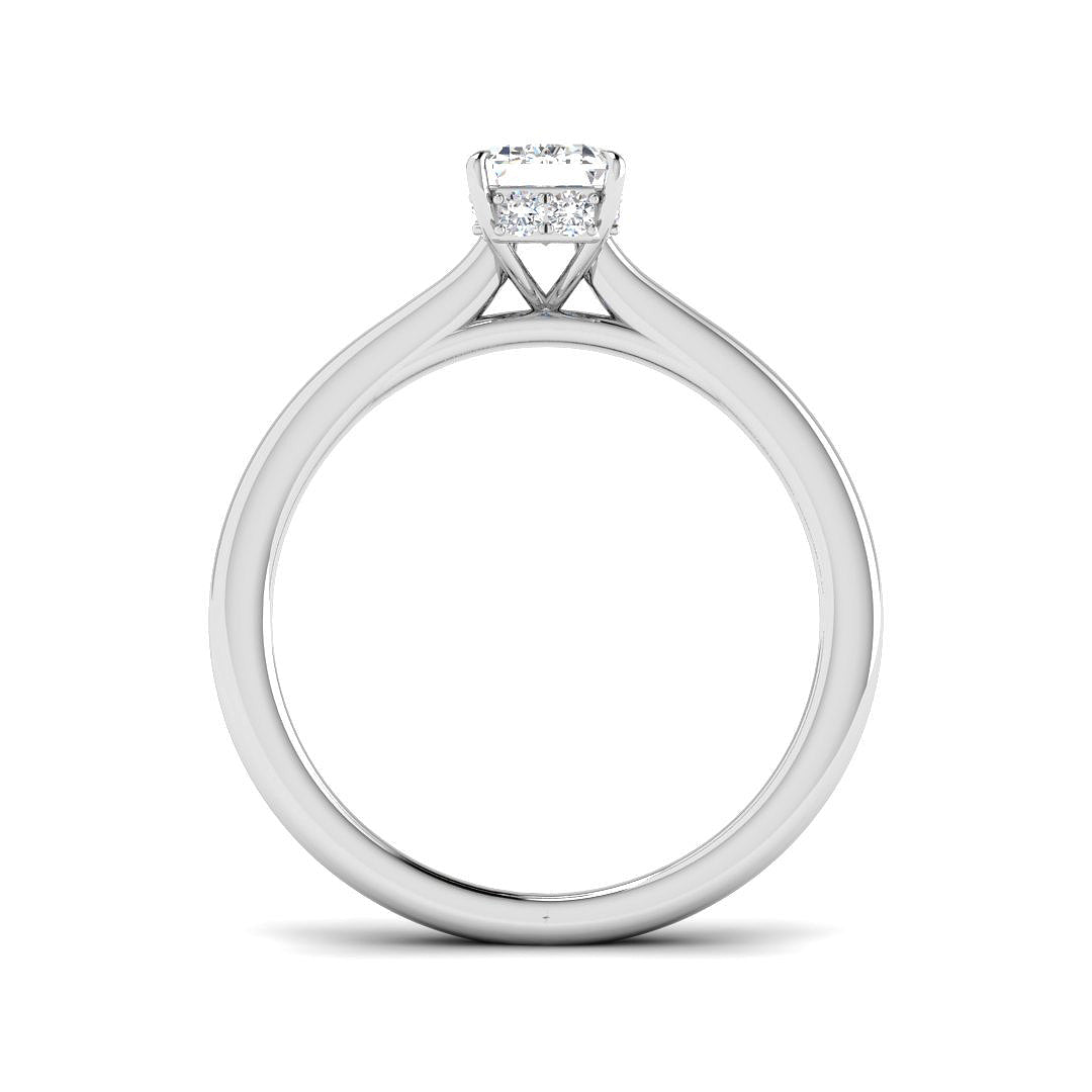 Emerald Cut Diamond Ring with Hidden Halo in 10K/14K gold and platinum with certified lab-grown or natural diamonds