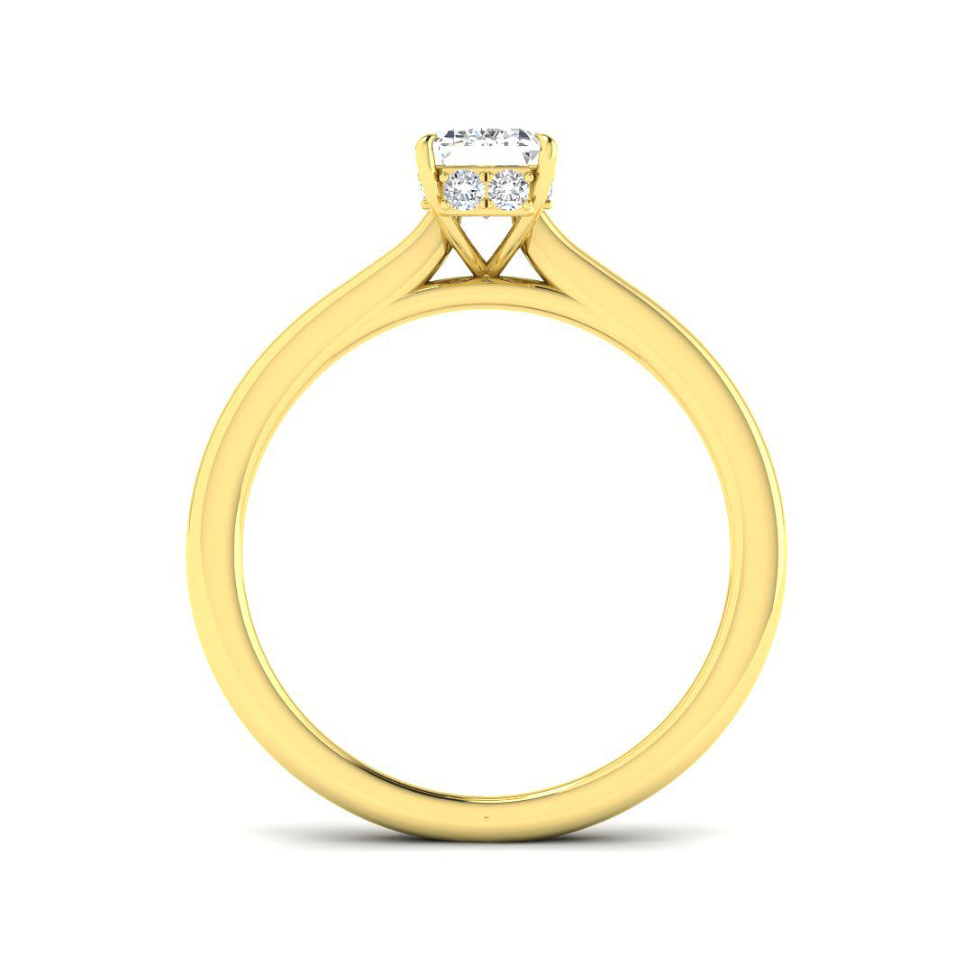 Emerald Cut Diamond Ring with Hidden Halo in 10K/14K gold and platinum with certified lab-grown or natural diamonds