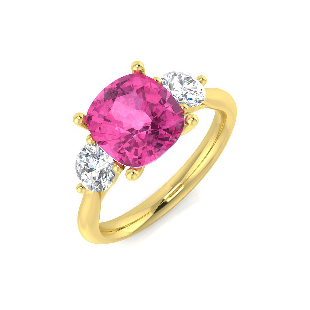 Lab-Grown 3.5ct Pink Sapphire & Diamond Engagement Ring in 10K/14K gold and platinum with certified lab-grown or natural diamonds