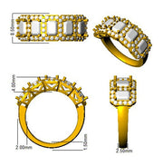 Diamond 5 Stone Emerald & Round Cut Diamond Ring in 10K/14K gold and platinum with certified lab-grown or natural diamonds