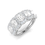Diamond 5 Stone Emerald & Round Cut Diamond Ring in 10K/14K gold and platinum with certified lab-grown or natural diamonds