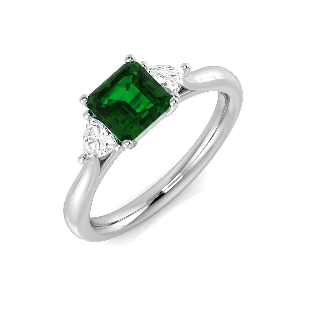 Diamond Wrexham Emerald Ring in 10K/14K gold and platinum with certified lab-grown or natural diamonds