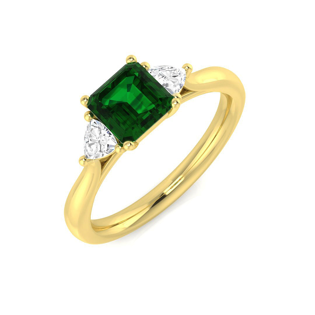 Diamond Wrexham Emerald Ring in 10K/14K gold and platinum with certified lab-grown or natural diamonds