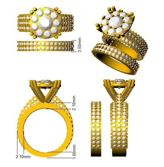 Natural Round Cut Diamond Prong Set Cluster Ring. in 10K/14K gold and platinum with certified lab-grown or natural diamonds