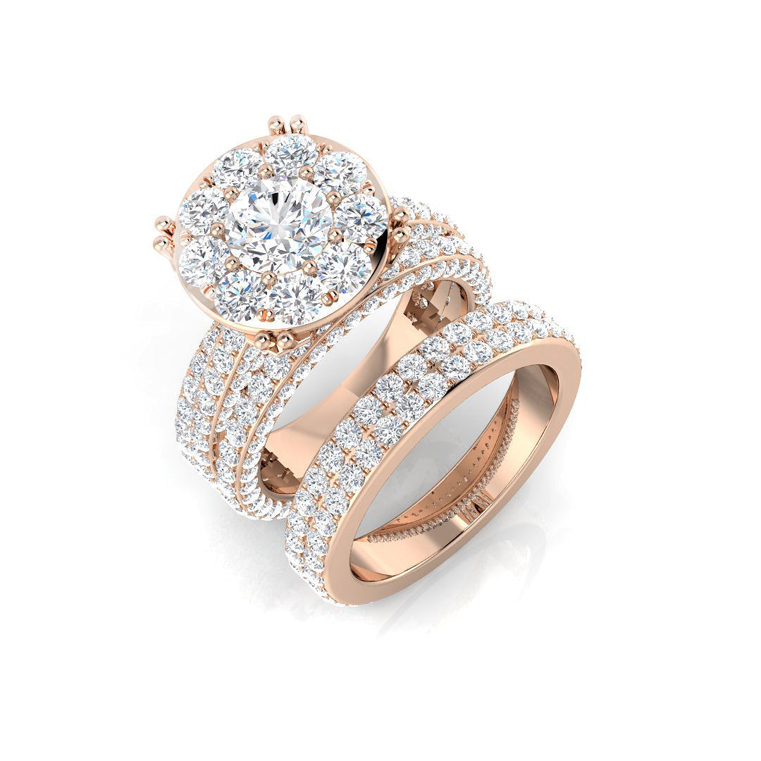 Natural Round Cut Diamond Prong Set Cluster Ring. in 10K/14K gold and platinum with certified lab-grown or natural diamonds