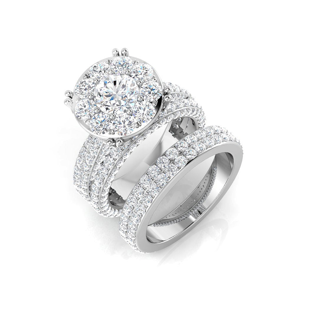 Natural Round Cut Diamond Prong Set Cluster Ring. in 10K/14K gold and platinum with certified lab-grown or natural diamonds