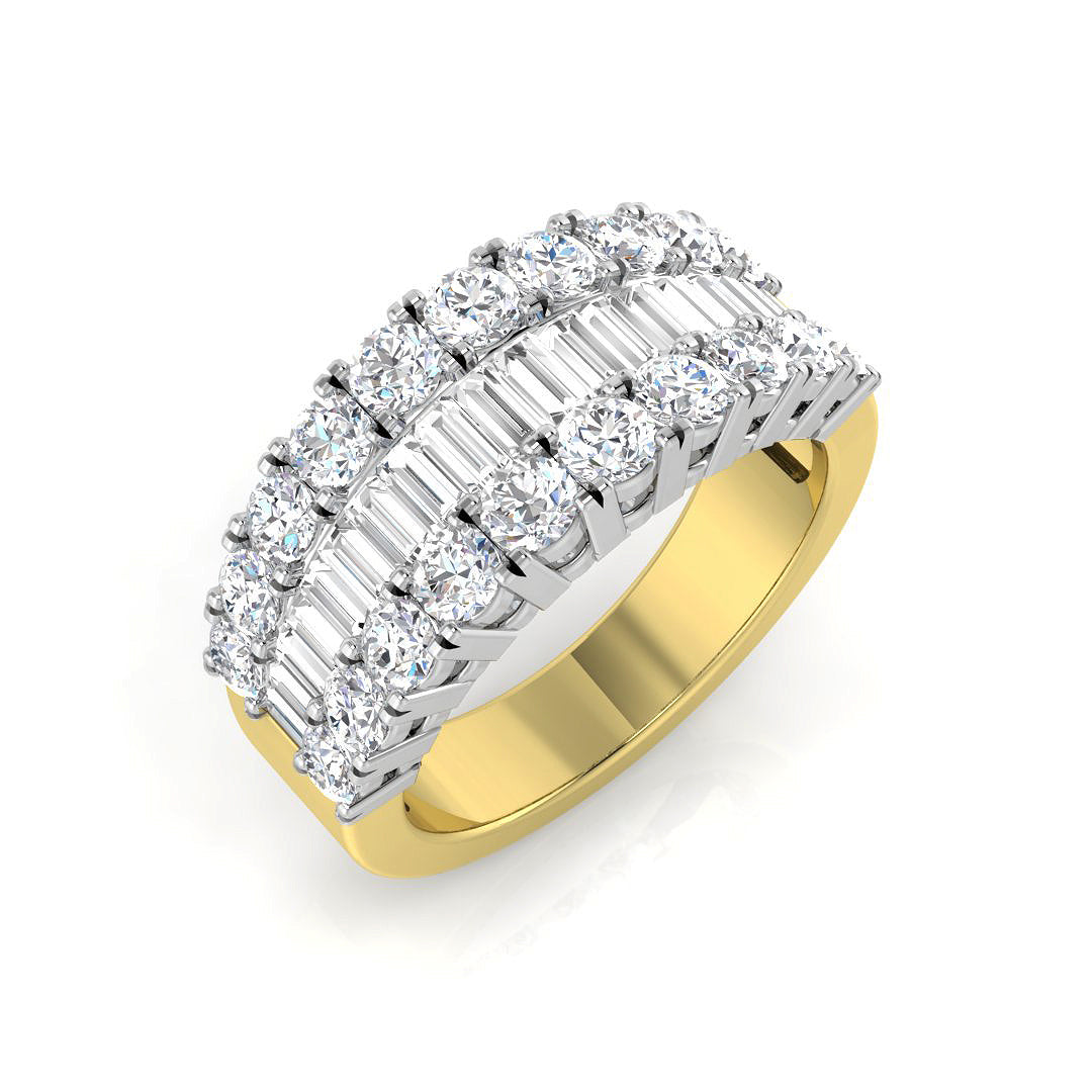 Diamond Baguette & Brilliant Ring in 10K/14K gold and platinum with certified lab-grown or natural diamonds