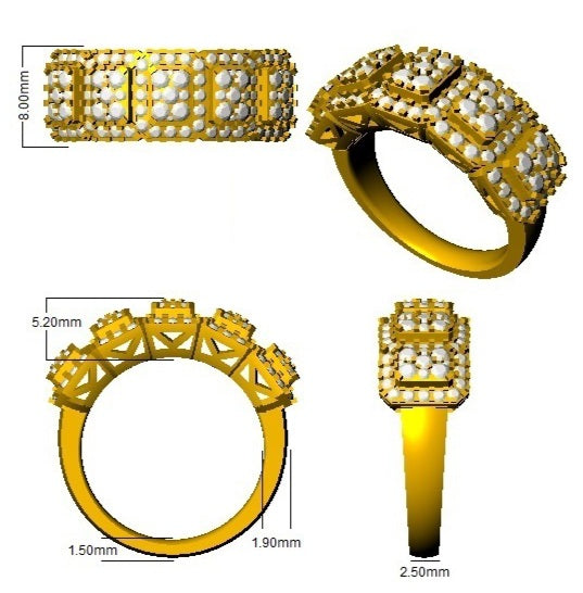 Luxury Round Diamond Pavé Eternity Ring Cluster Design UK in 10K/14K gold and platinum with certified lab-grown or natural diamonds