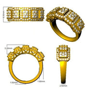 Luxury Round Diamond Pavé Eternity Ring Cluster Design UK in 10K/14K gold and platinum with certified lab-grown or natural diamonds