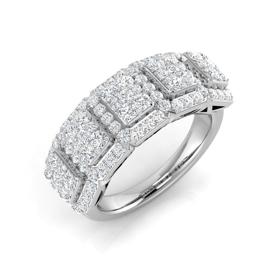 Luxury Round Diamond Pavé Eternity Ring Cluster Design UK in 10K/14K gold and platinum with certified lab-grown or natural diamonds