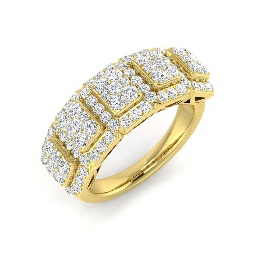 Luxury Round Diamond Pavé Eternity Ring Cluster Design UK in 10K/14K gold and platinum with certified lab-grown or natural diamonds