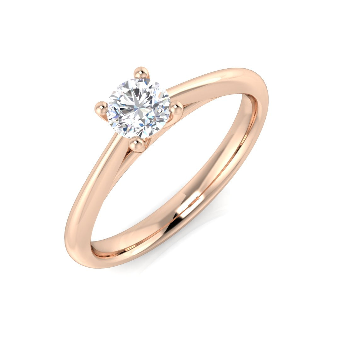 Natural Diamond Round Cut Solitaire Engagement Ring in 10K/14K gold and platinum with certified lab-grown or natural diamonds