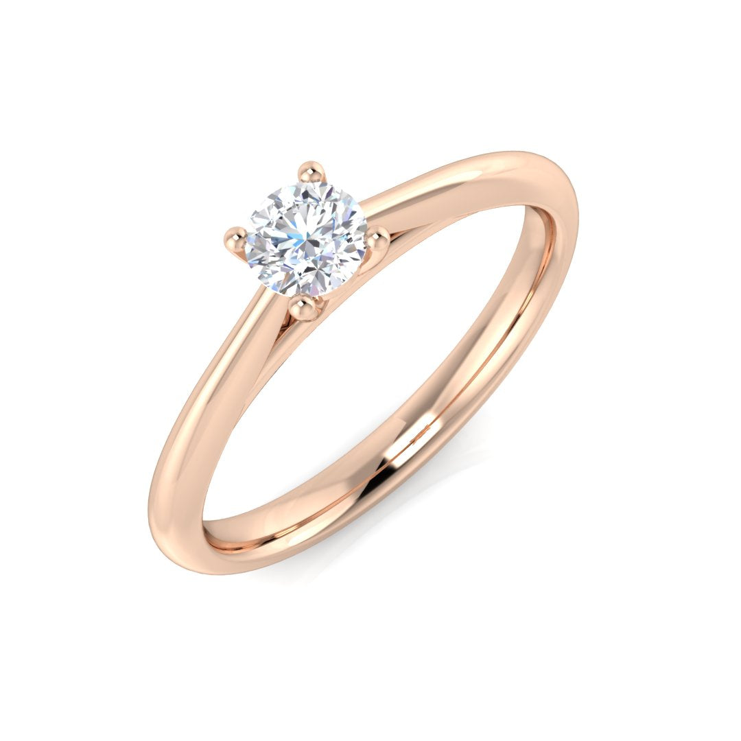 Solitaire Round Cut Lab Diamond Engagement Ring in 10K/14K gold and platinum with certified lab-grown or natural diamonds