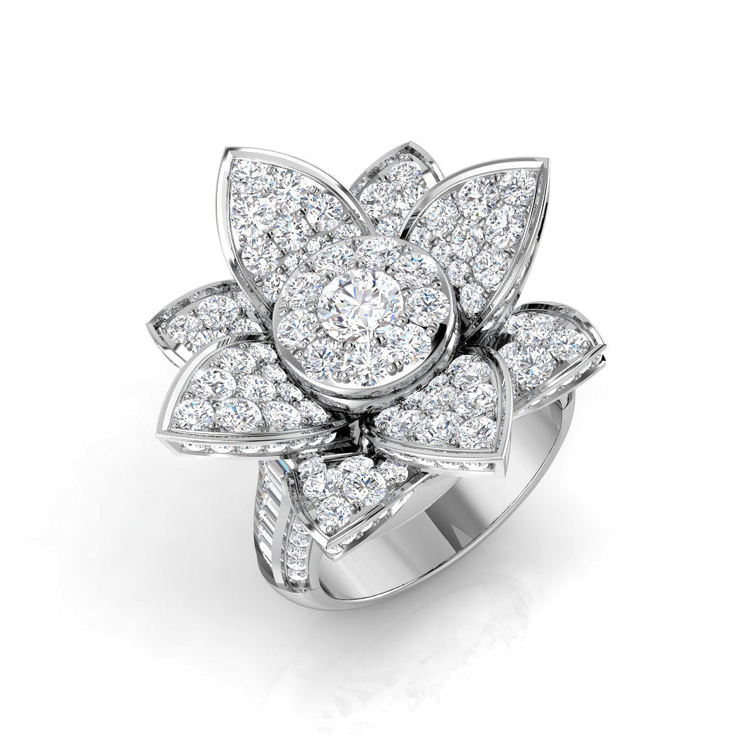 Floral Diamond Ring in 10K/14K gold and platinum with certified lab-grown or natural diamonds