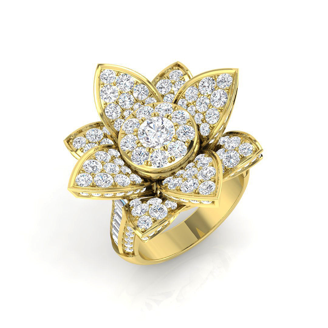 Floral Diamond Ring in 10K/14K gold and platinum with certified lab-grown or natural diamonds