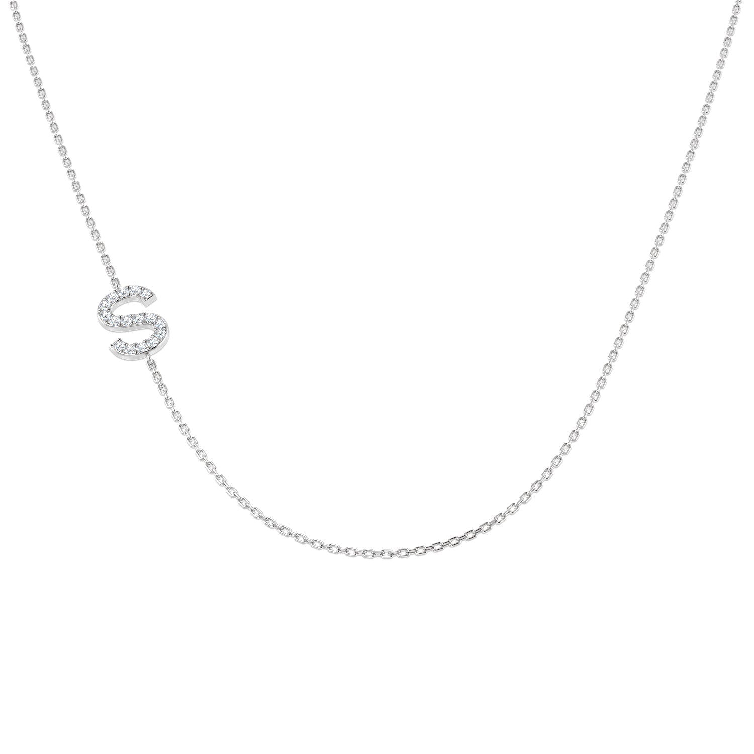 Paved Initial Diamond Pendant in 10K/14K gold and platinum with certified lab-grown or natural diamonds