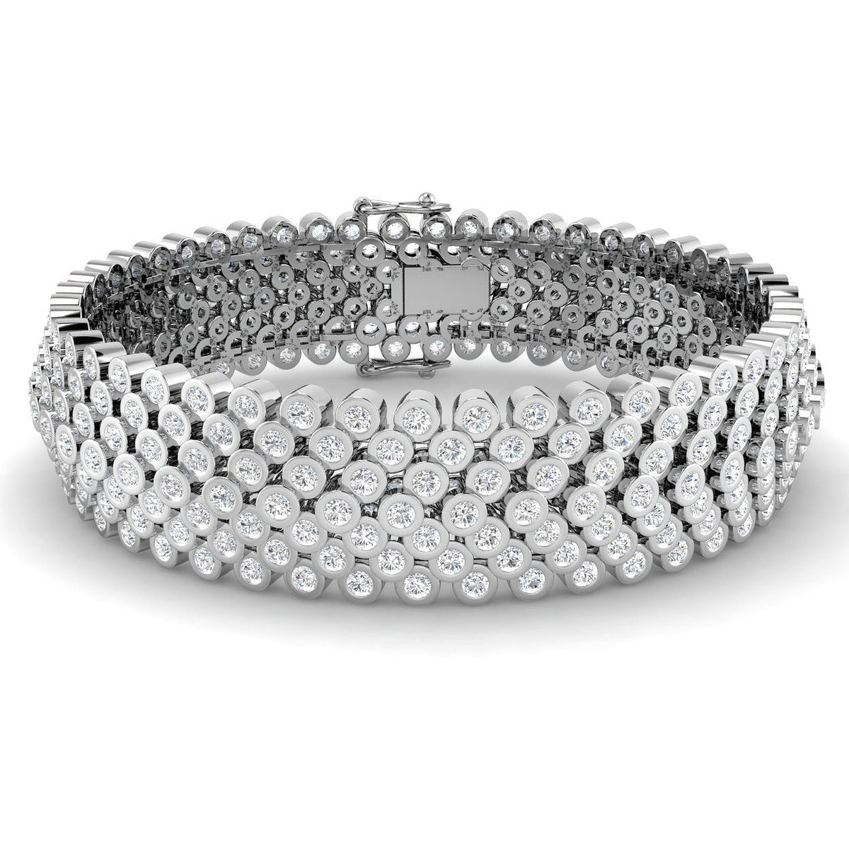 Multi Row Natural Diamond Tennis Bracelet with Box Clasp & Safety Lock in 10K/14K gold and platinum with certified lab-grown or natural diamonds