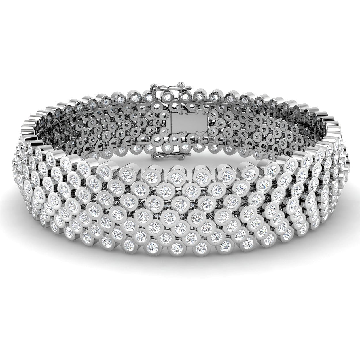 Multi Row Natural Diamond Tennis Bracelet with Box Clasp & Safety Lock in 10K/14K gold and platinum with certified lab-grown or natural diamonds