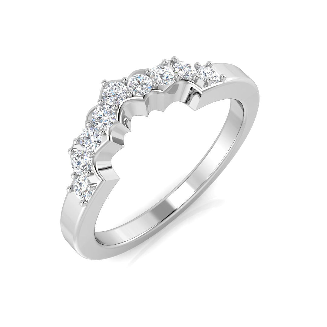 Scalloped Diamond Wishbone Ring in 10K/14K gold and platinum with certified lab-grown or natural diamonds
