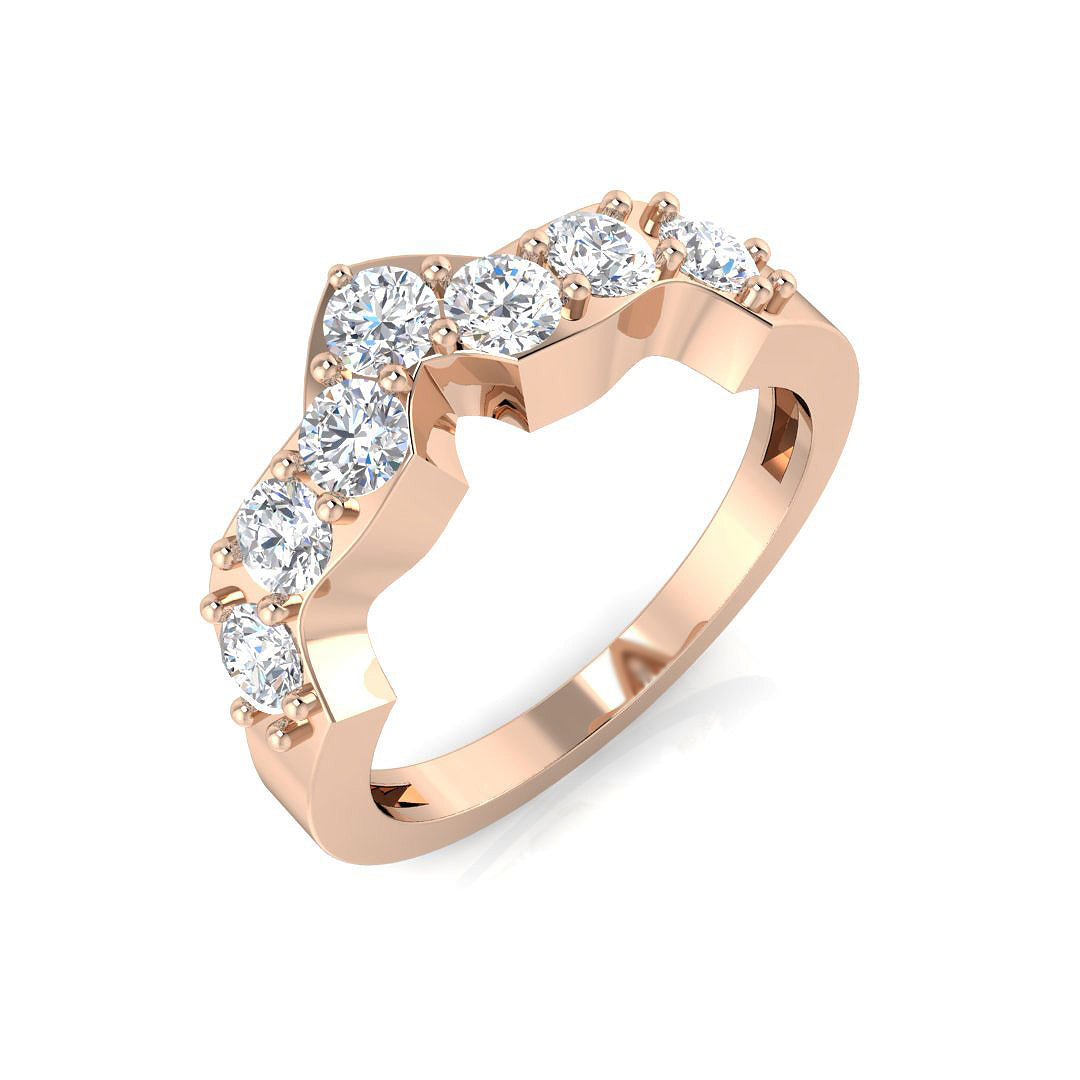 Graduated Round Diamond Wishbone Ring in 10K/14K gold and platinum with certified lab-grown or natural diamonds