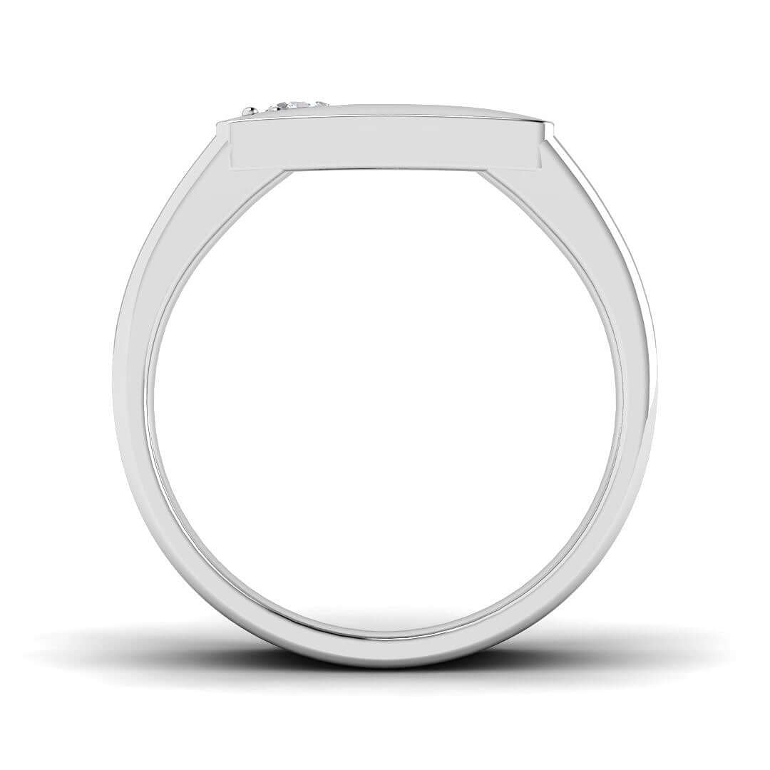 Men’s Modern Diamond Signet Ring with Angled Centre Stone in Gold & in 10K/14K gold and platinum with certified lab-grown or natural diamonds