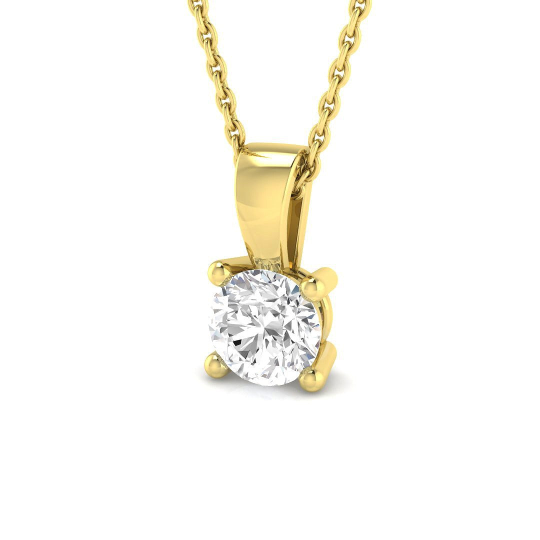 Lab Grown Round Diamond Solitaire Pendant in 10K/14K gold and platinum with certified lab-grown or natural diamonds