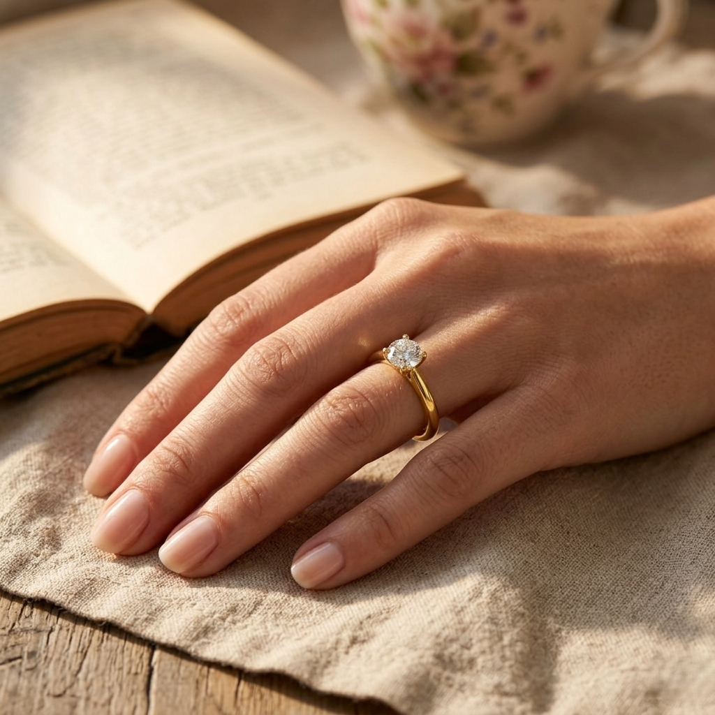 Natural Diamond Round Cut Solitaire Engagement Ring in 10K/14K gold and platinum with certified lab-grown or natural diamonds