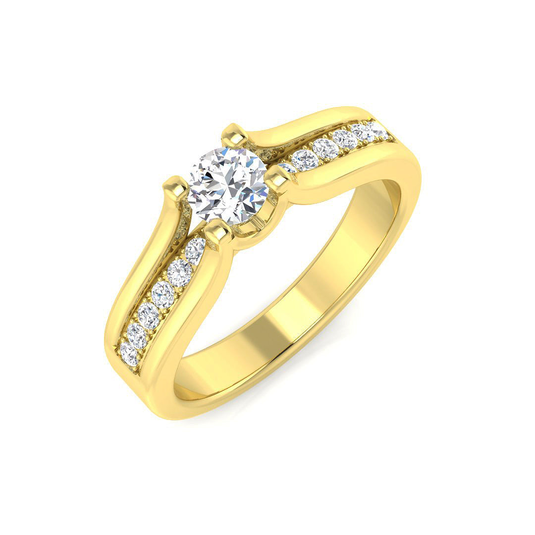 Split Shoulder Diamond Engagement Ring in 10K/14K gold and platinum with certified lab-grown or natural diamonds