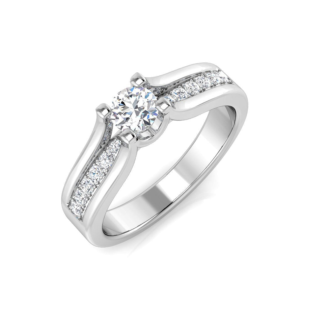 Split Shoulder Diamond Engagement Ring in 10K/14K gold and platinum with certified lab-grown or natural diamonds