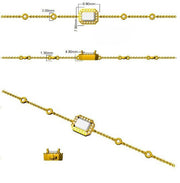Solitaire Emerald Cut Black Stone with Natural Diamond Halo Chain Bracelet in 10K/14K gold and platinum with certified lab-grown or natural diamonds