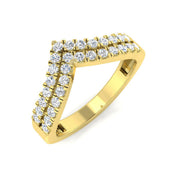 Double Row Diamond Wishbone Ring in 10K/14K gold and platinum with certified lab-grown or natural diamonds