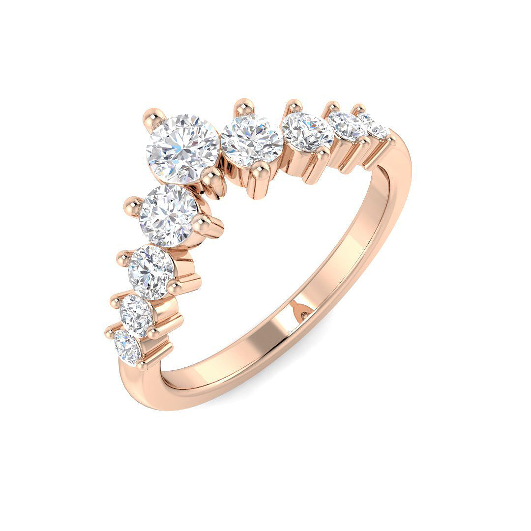Bold Graduated Diamond Wishbone Ring in 10K/14K gold and platinum with certified lab-grown or natural diamonds