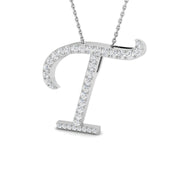 Diamond Script Initial Pendant Necklace Without Chain in 10K/14K gold and platinum with certified lab-grown or natural diamonds