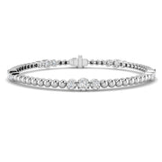 Round Cut Diamond Prong Set Trio Beaded Tennis Bracelet in Platinum with Box Clasp in 10K/14K gold and platinum with certified lab-grown or natural diamonds