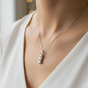 Lab Grown 3 Stone Diamond Drop Pendant in 10K/14K gold and platinum with certified lab-grown or natural diamonds