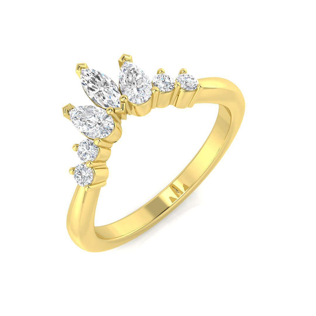 Multi Diamond Wishbone Ring in 10K/14K gold and platinum with certified lab-grown or natural diamonds