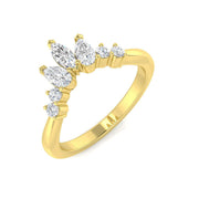 Multi Diamond Wishbone Ring in 10K/14K gold and platinum with certified lab-grown or natural diamonds