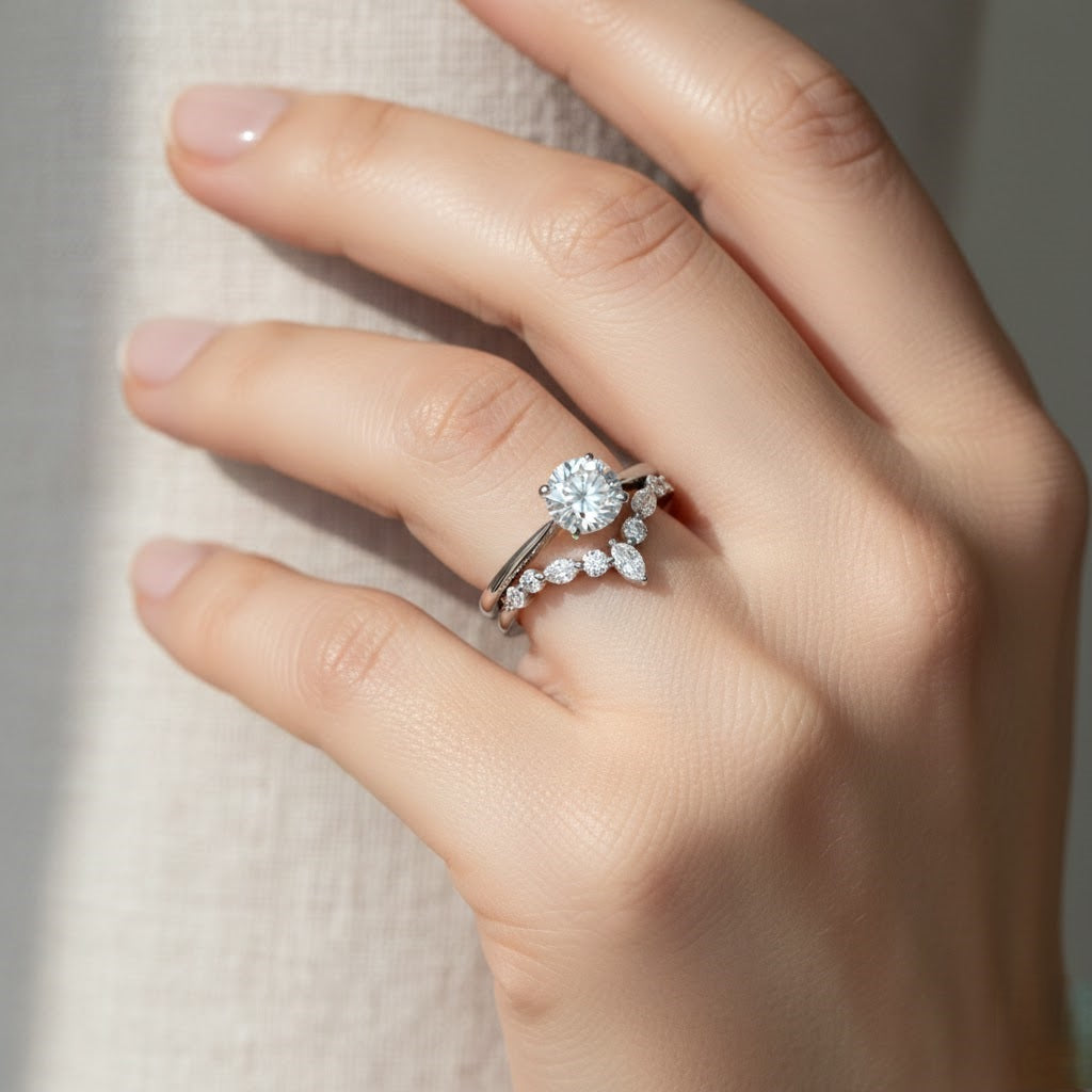 Wishbone Diamond Engagement Ring in 10K/14K gold and platinum with certified lab-grown or natural diamonds