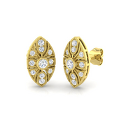 Vintage Round Cut Diamond Stud Earrings in 10K/14K gold and platinum with certified lab-grown or natural diamonds