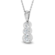 Three Stone Diamond Drop Pendant in Bezel Set - Vertical Design in 10K/14K gold and platinum with certified lab-grown or natural diamonds