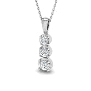 Lab Grown Three Stone Diamond Pendant Without Chain UK Hallmarked in 10K/14K gold and platinum with certified lab-grown or natural diamonds