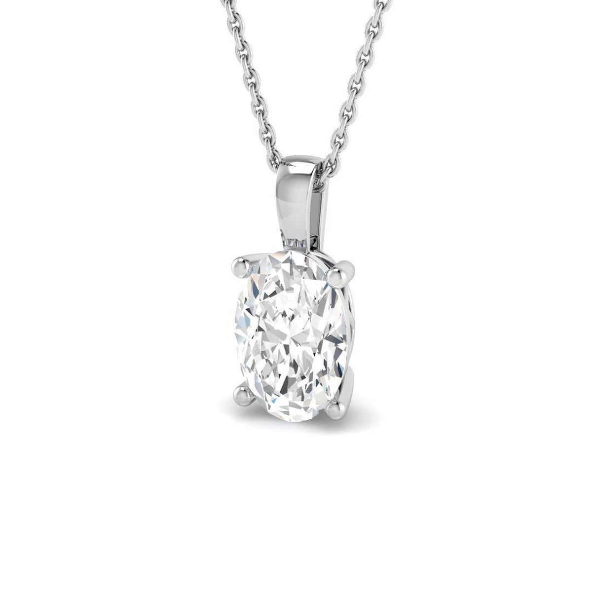 Lab Grown Oval Diamond Pendant in 10K/14K gold and platinum with certified lab-grown or natural diamonds