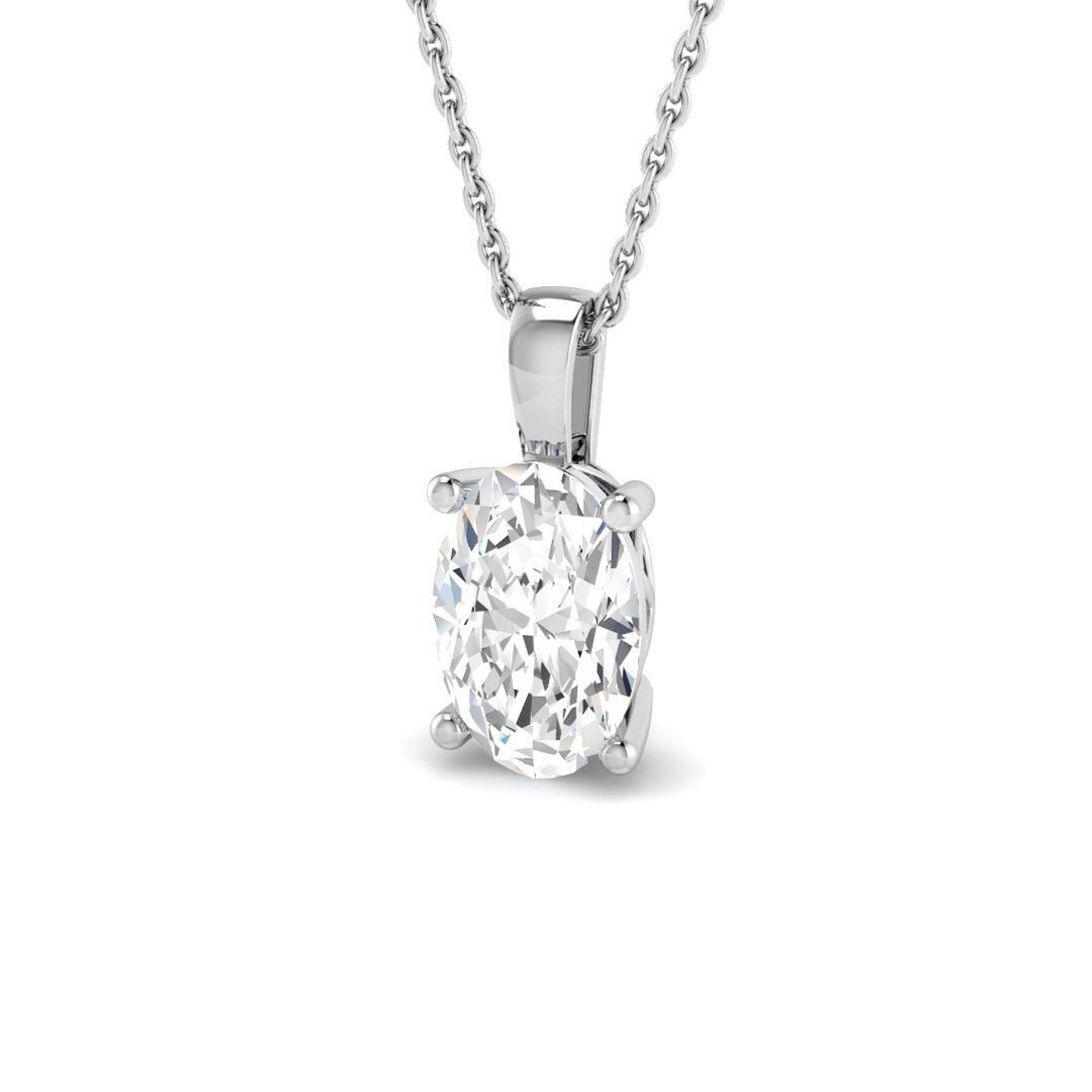Lab Grown Oval Diamond Pendant in 10K/14K gold and platinum with certified lab-grown or natural diamonds
